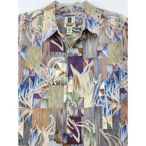 Tori Richard Honolulu Shirt Men’s XL Cotton Lawn Geometric Floral Hawaiian‎